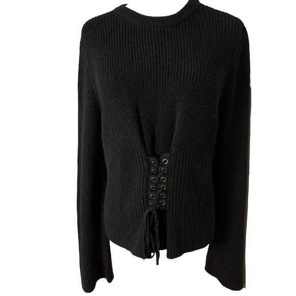 H&M Sweaters - H&M Black Knit Sweater With Corset Detail Front Size M